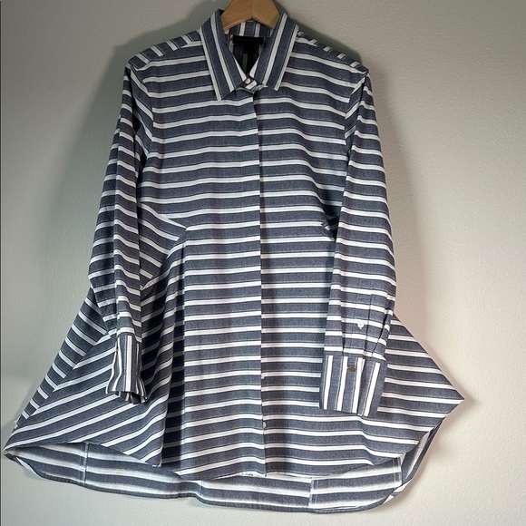 Donna Karan Navy and White Striped Blouse - Picture 5 of 12